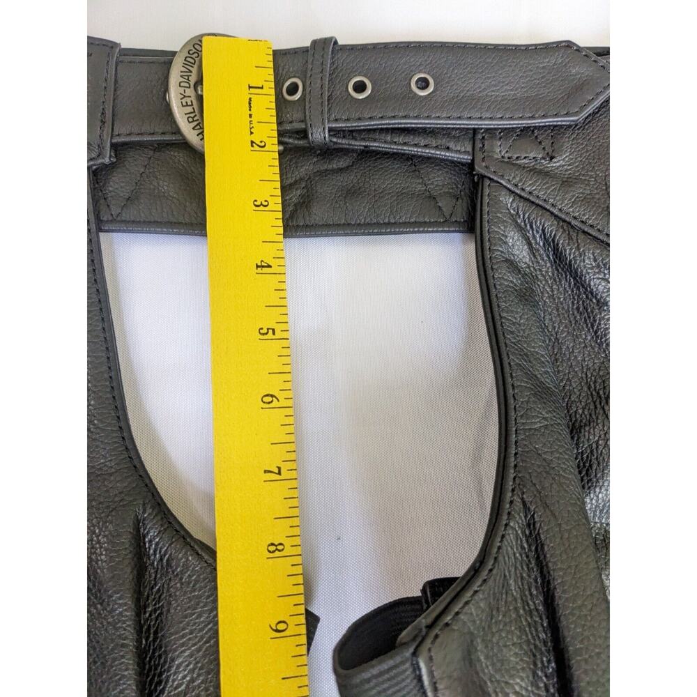 Harley-Davidson Women's Boone Fringed Legs Leather Chaps Black L Large New Logo - Picture 5 of 10